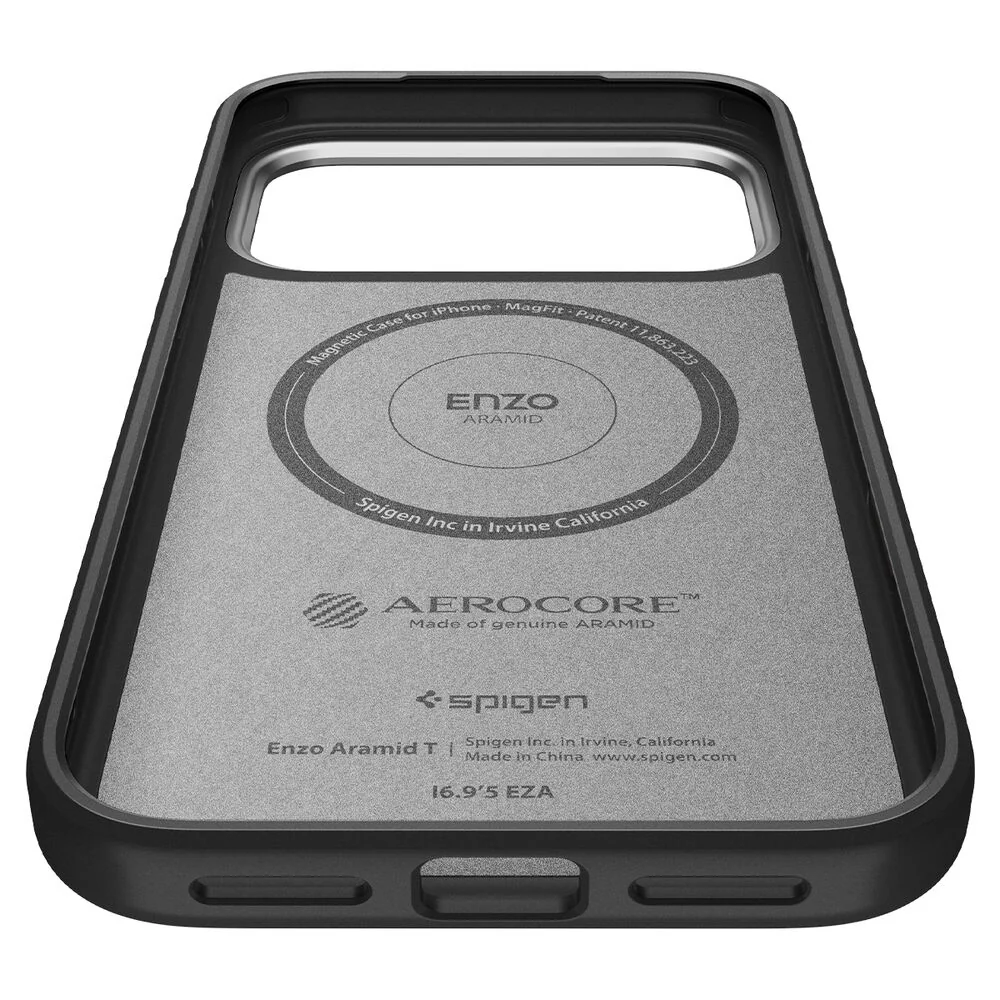 Spigen Apple iPhone 17 Pro Enzo Aramid T Camera Control Button Cover (MagFit) Case - Black Silver - Image 3