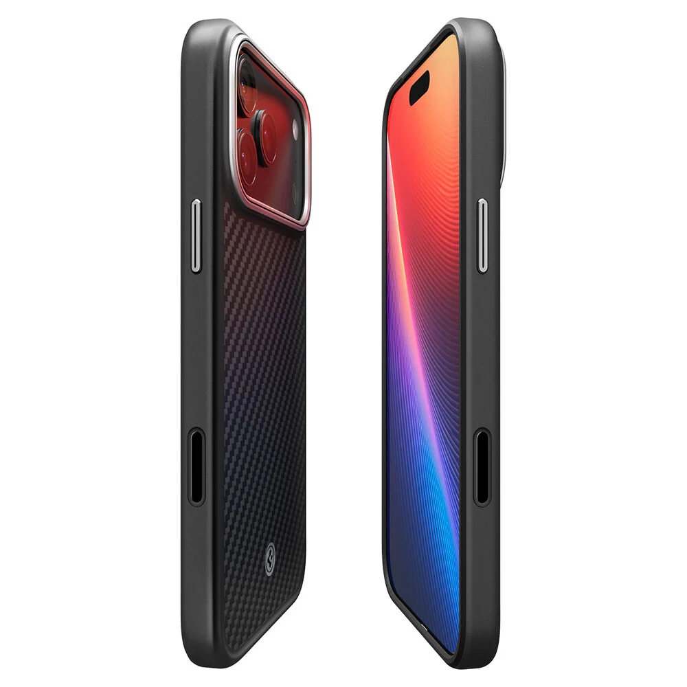 Spigen Apple iPhone 17 Pro Enzo Aramid T Camera Control Button Cover (MagFit) Case - Black Silver - Image 4