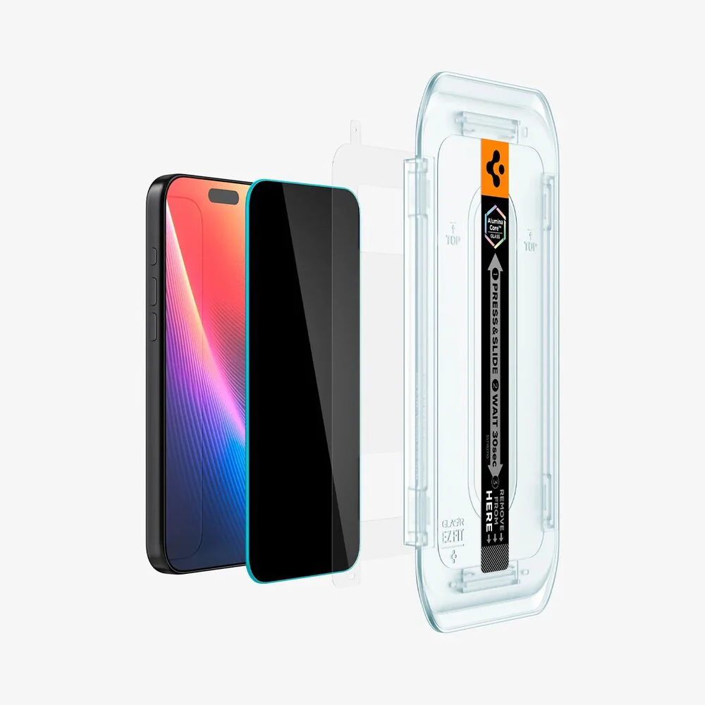 Spigen Apple iPhone 17 Pro Max EZ Fit GLAS.tR Privacy 2PCS Glass Screen Protector - Black - Image 4