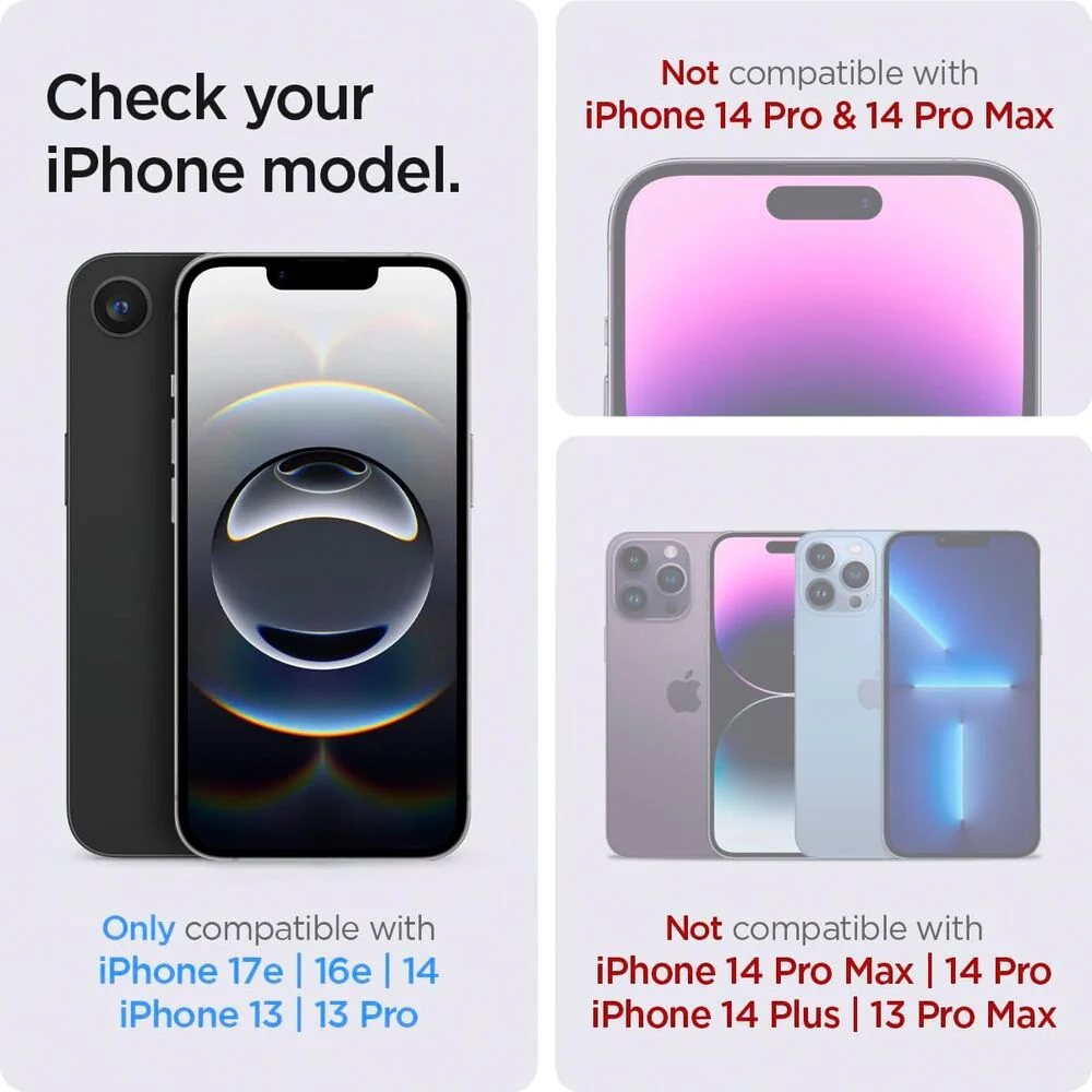 Spigen Apple iPhone 17e / 16e / 14 / 13 / 13 Pro AlignMaster GLAS.tR Full Cover 2PCS Glass Screen Protector - Black - Image 2