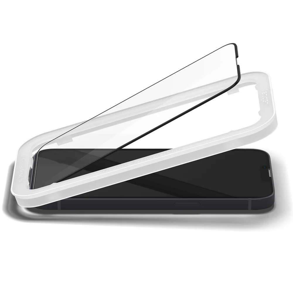 Spigen Apple iPhone 17e / 16e / 14 / 13 / 13 Pro AlignMaster GLAS.tR Full Cover 2PCS Glass Screen Protector - Black - Image 5