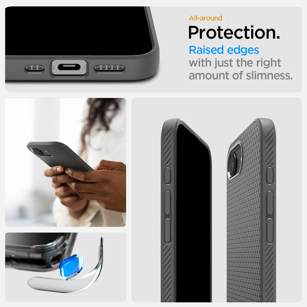 Spigen Apple  iPhone 17e / 16e Liquid Air Case - Marble Grey - Image 6
