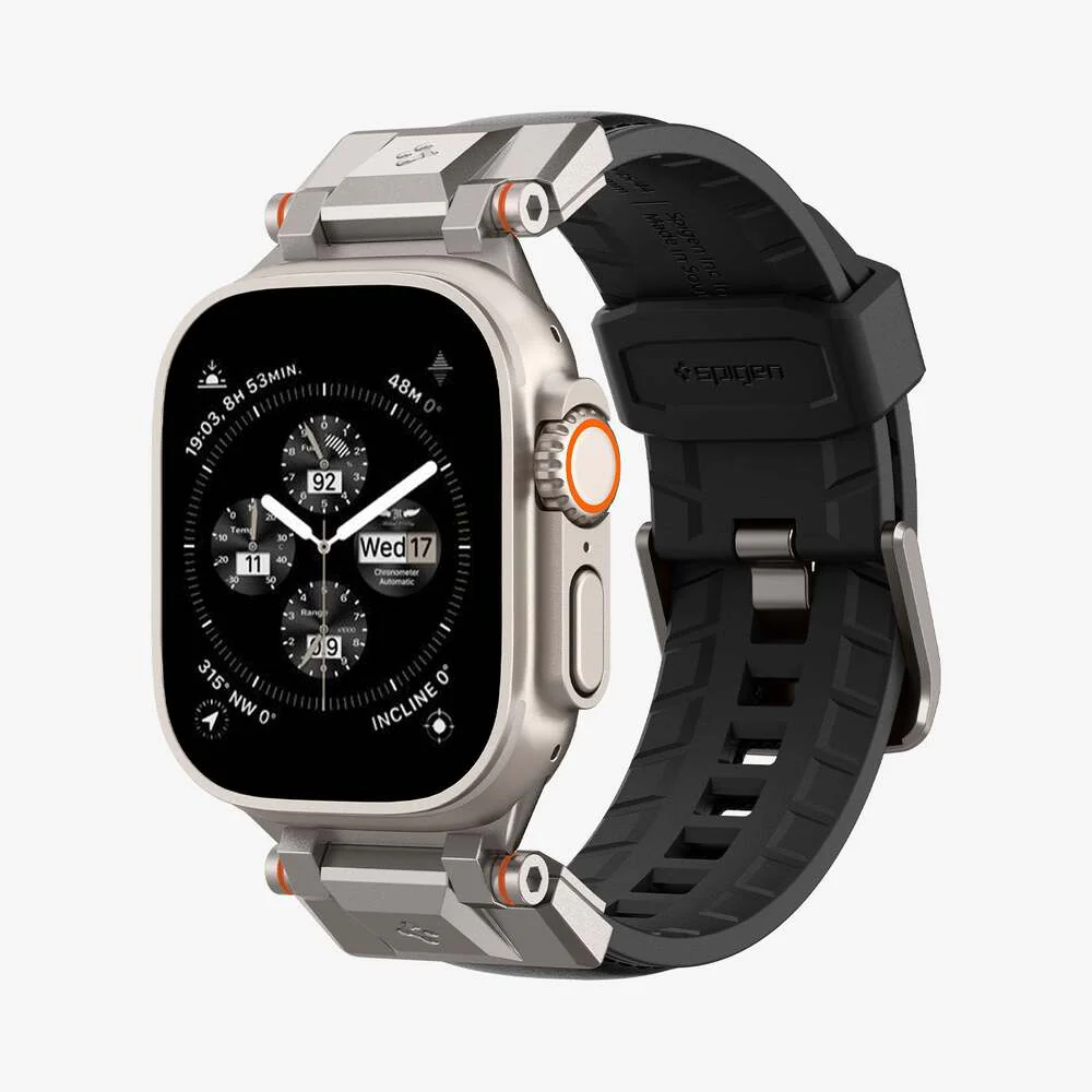 Spigen Apple Watch 42-49mm DuraPro Armor PU Wristband (Black) - Image 2