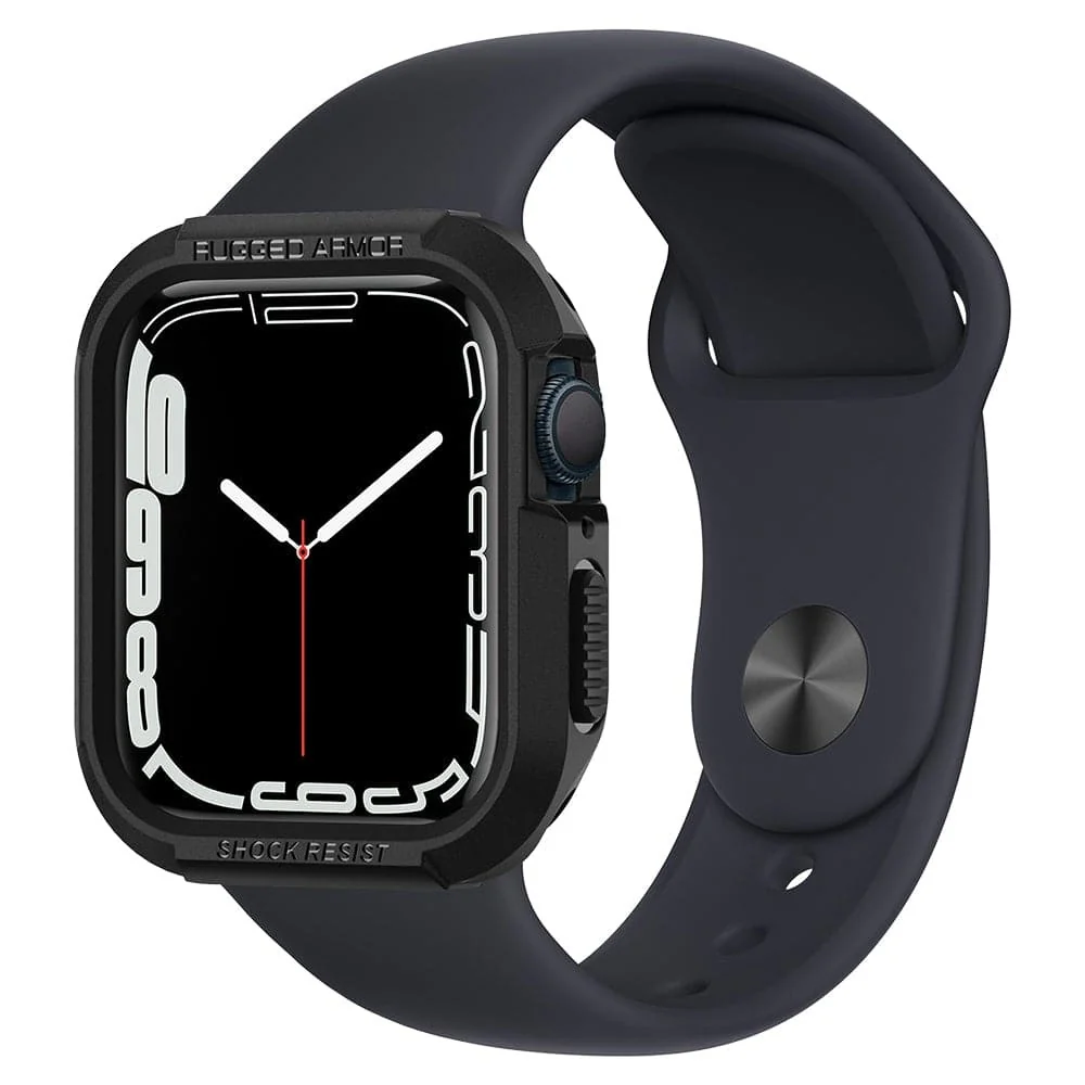 Spigen Apple Watch 45mm 44mm Rugged Armor Case (Black) - Image 2