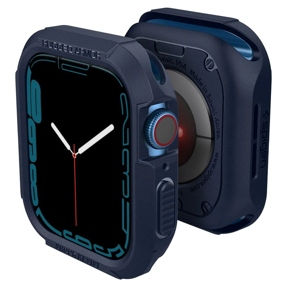Spigen Apple Watch 45mm 44mm Rugged Armor Case (Blue) - Image 4