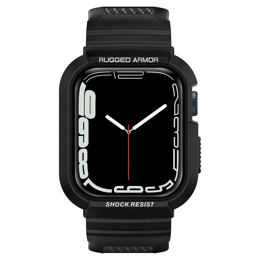 Spigen Apple Watch 45mm 44mm Rugged Armor Pro Case (Black) - Image 2