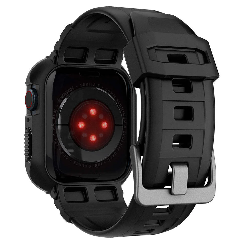 Spigen Apple Watch 45mm 44mm Rugged Armor Pro Case (Black) - Image 3