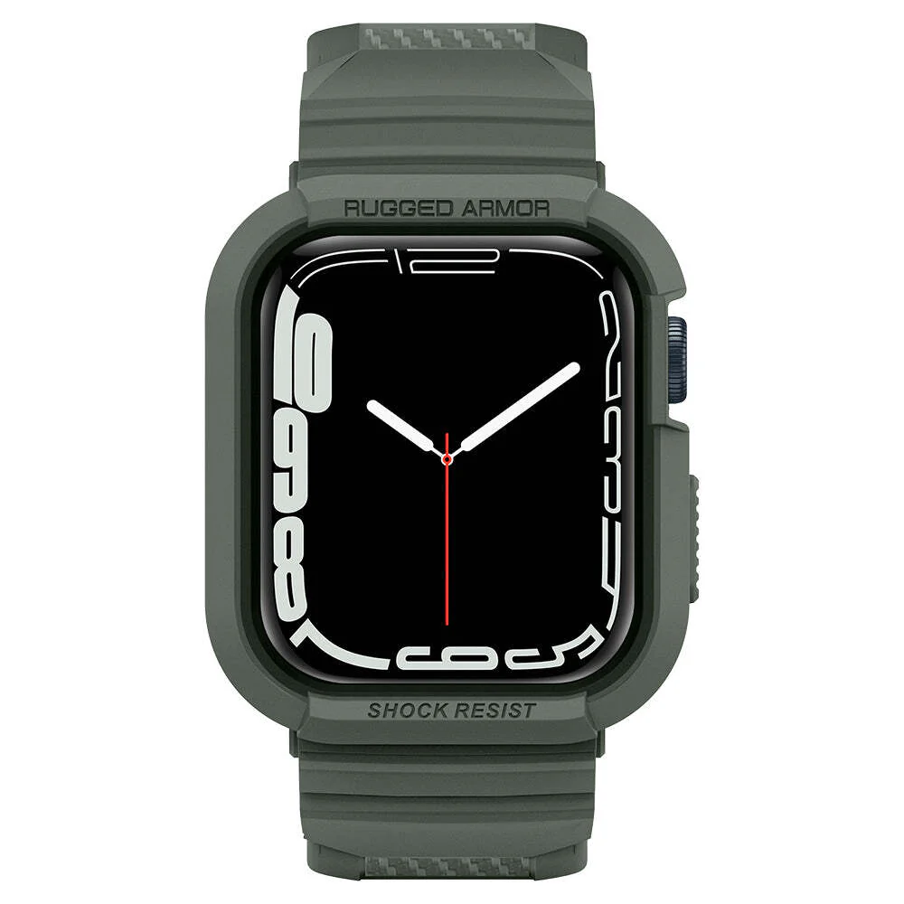 Spigen Apple Watch 45mm 44mm Rugged Armor Pro Case (Military Green) - Image 2