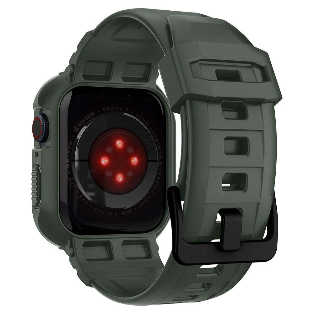 Spigen Apple Watch 45mm 44mm Rugged Armor Pro Case (Military Green) - Image 3