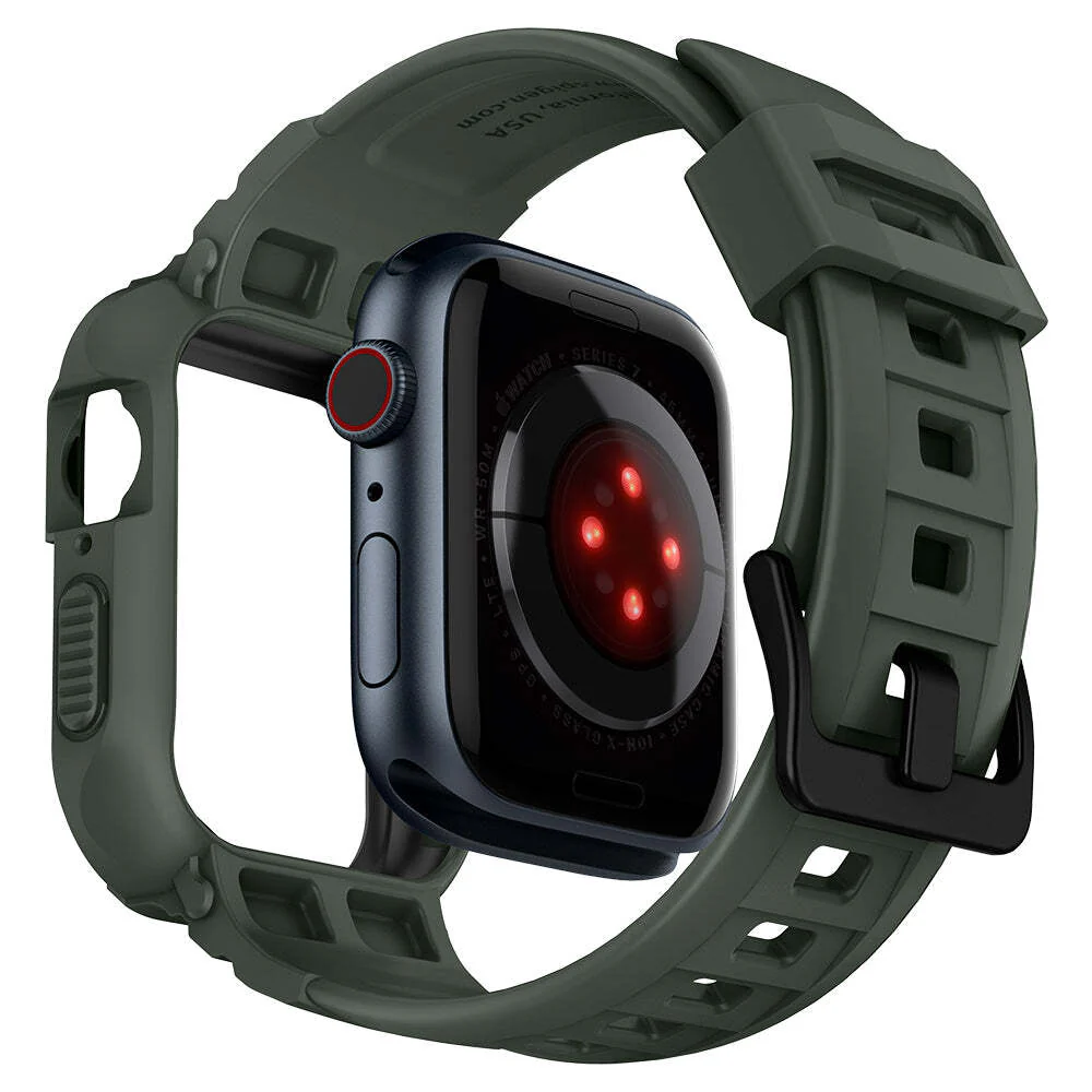Spigen Apple Watch 45mm 44mm Rugged Armor Pro Case (Military Green) - Image 4