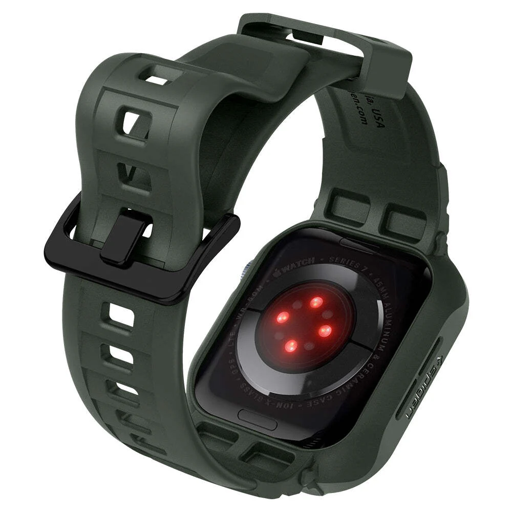 Spigen Apple Watch 45mm 44mm Rugged Armor Pro Case (Military Green) - Image 5