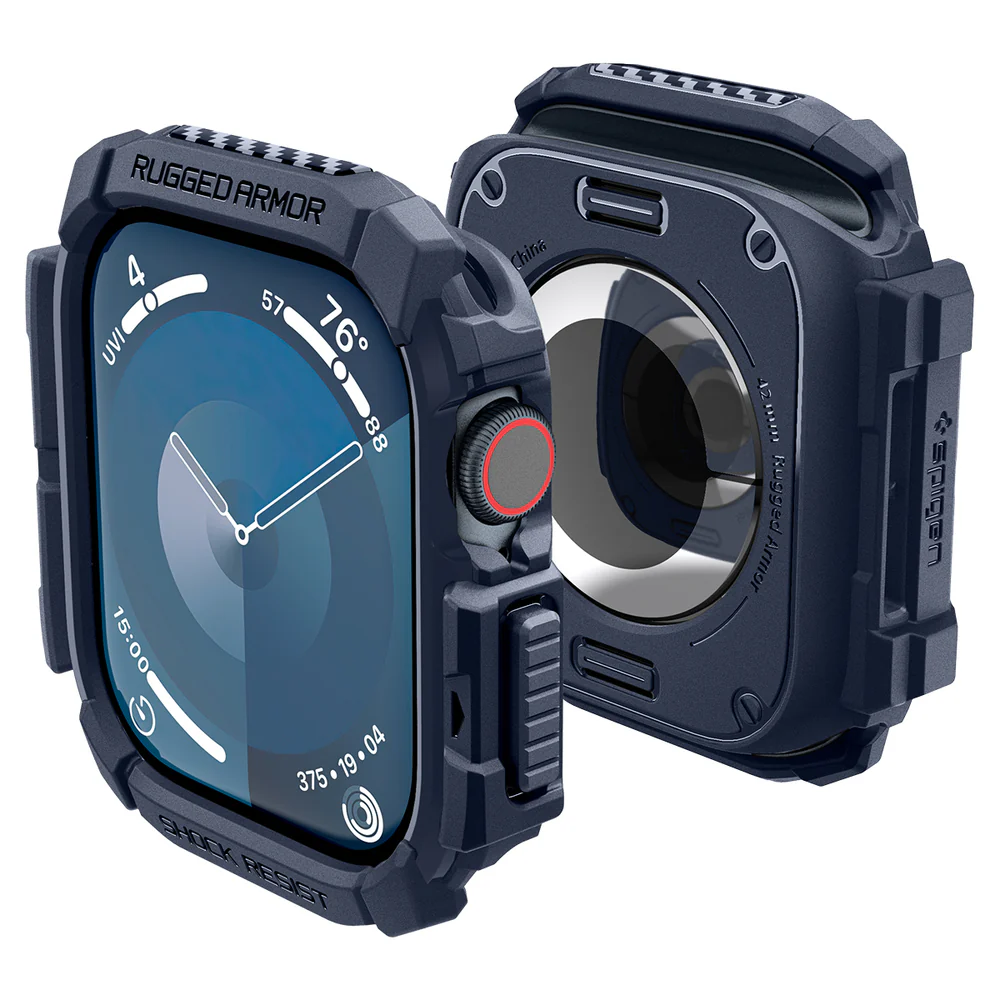 Spigen Apple Watch 46mm Rugged Armor Case (Navy Blue) - Image 2