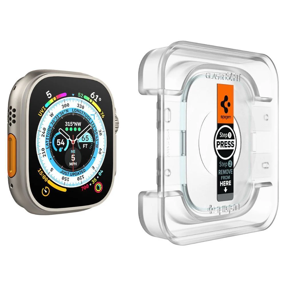 Spigen Apple Watch 49mm EZ Fit GLAS.tR Slim Glass Screen Protector 2PCS (Clear) - Image 4