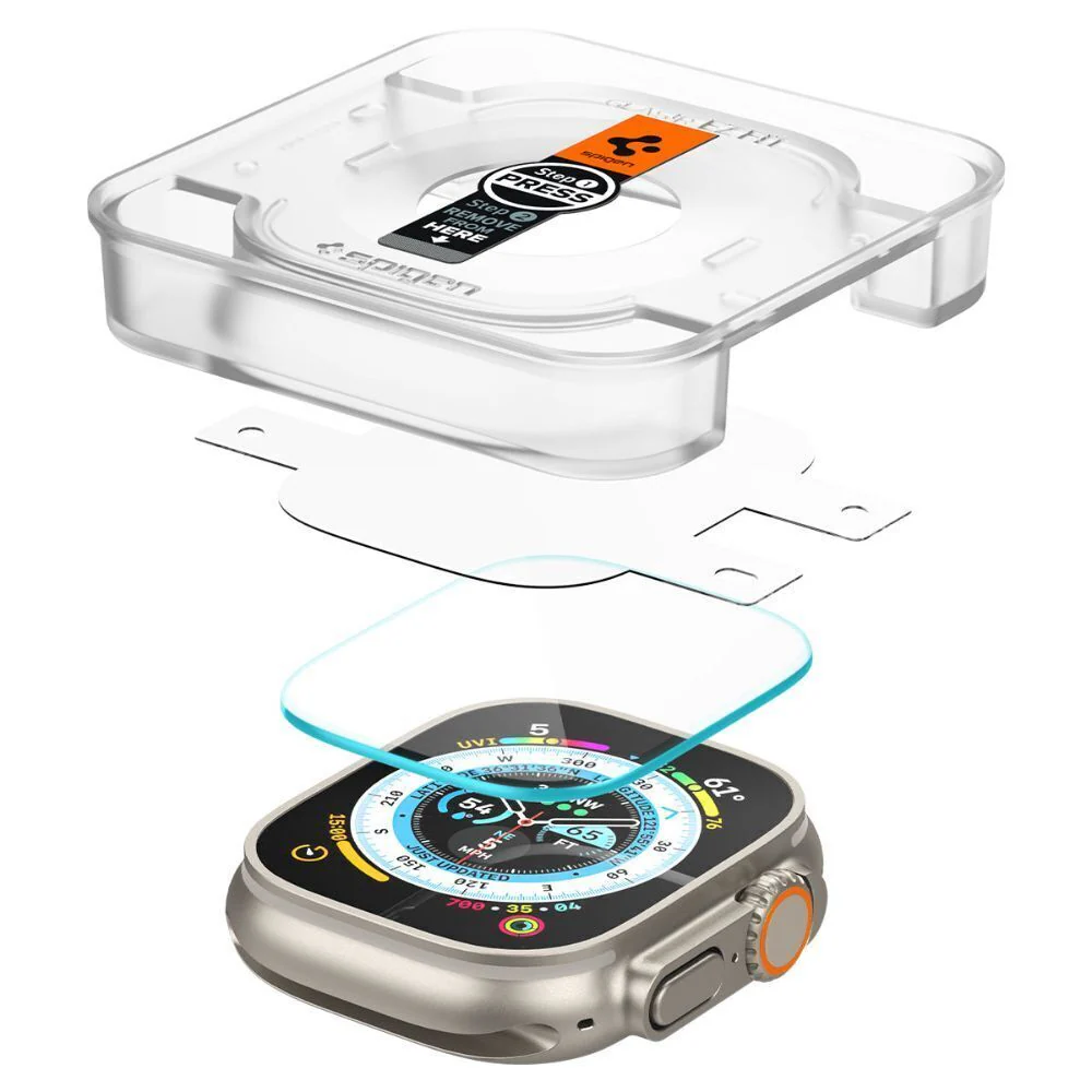 Spigen Apple Watch 49mm EZ Fit GLAS.tR Slim Glass Screen Protector 2PCS (Clear) - Image 6