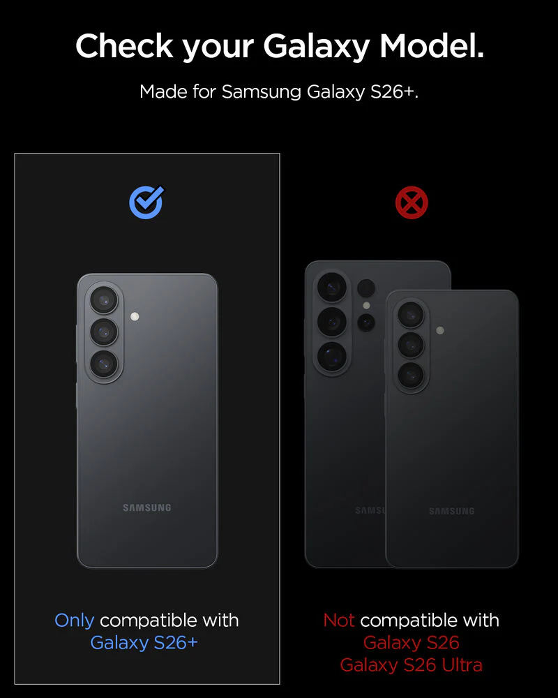 Spigen Galaxy S26 Plus GLAS.tR EZ Fit Optik Pro 2PCS Lens Protector (Black) - Image 3