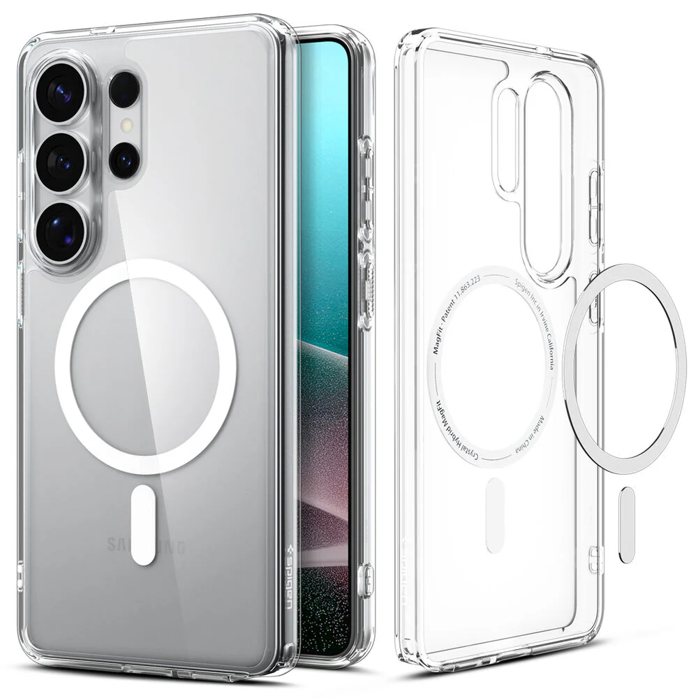 Spigen Galaxy S26 Ultra Ultra Hybrid (MagFit) Case (Clear Case / White Ring) - Image 3