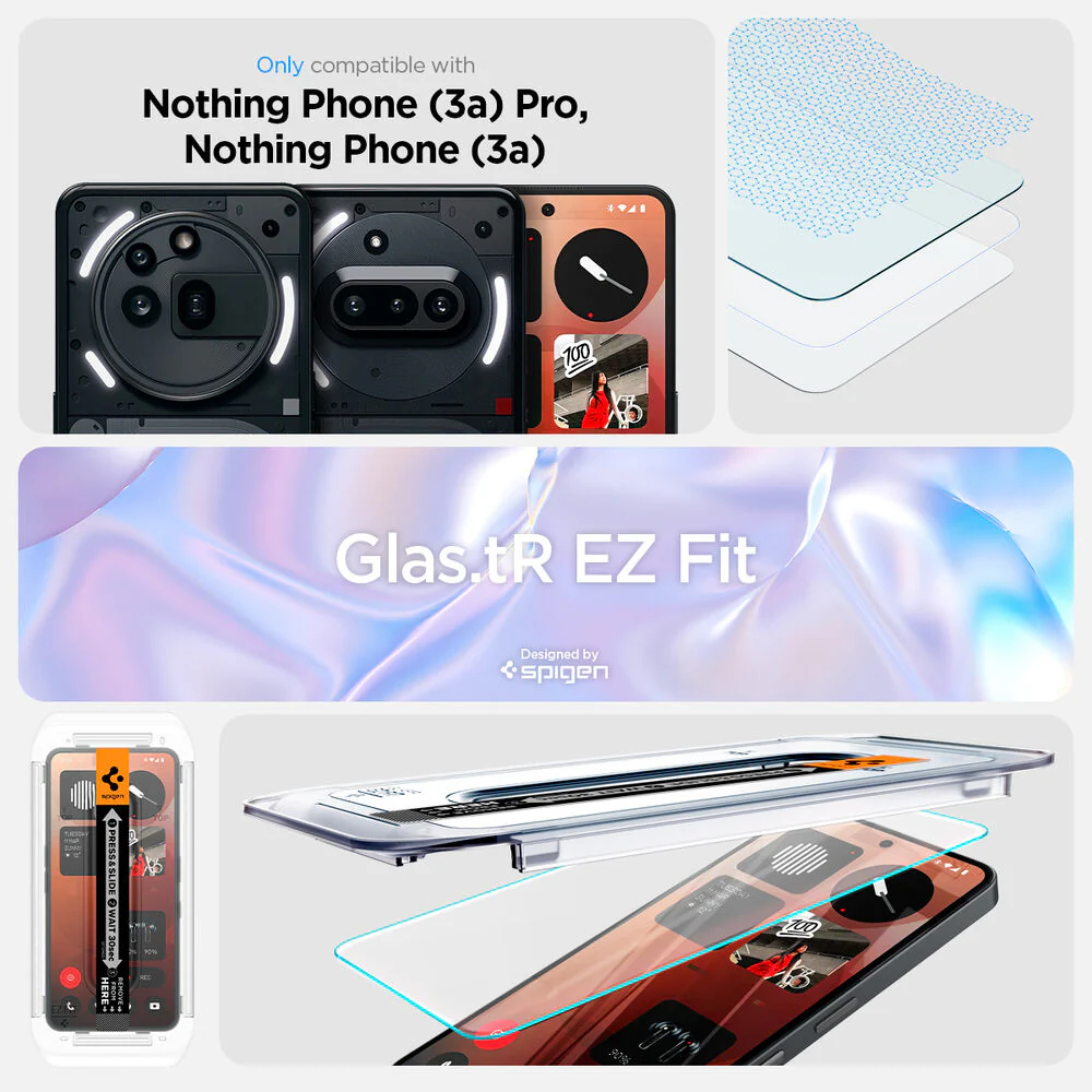 Spigen Nothing Phone (3a) Pro GLAS.tR EZ Fit HD Glass Screen Protector (Clear) - Image 3