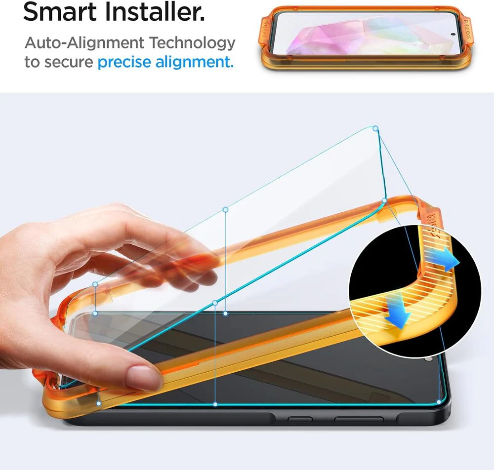 Spigen Samsung Galaxy A35 5G AlignMaster GLAS.tR Slim 2PCS Glass Screen Protector - Clear - Image 3