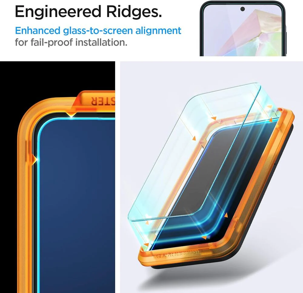 Spigen Samsung Galaxy A35 5G AlignMaster GLAS.tR Slim 2PCS Glass Screen Protector - Clear - Image 5