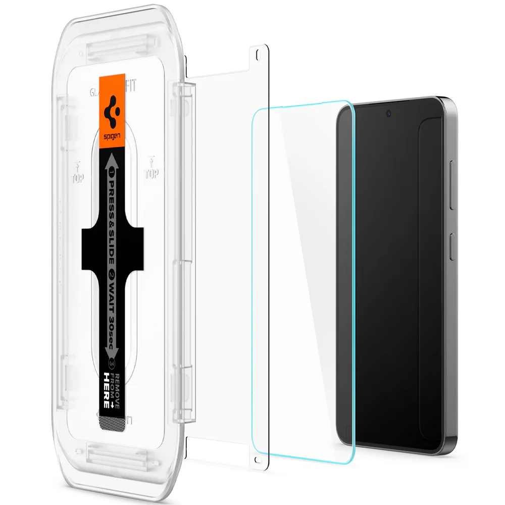 Spigen Samsung Galaxy S24 EZ Fit GLAS.tR Slim HD 2PCS Glass Screen Protector - Clear - Image 6