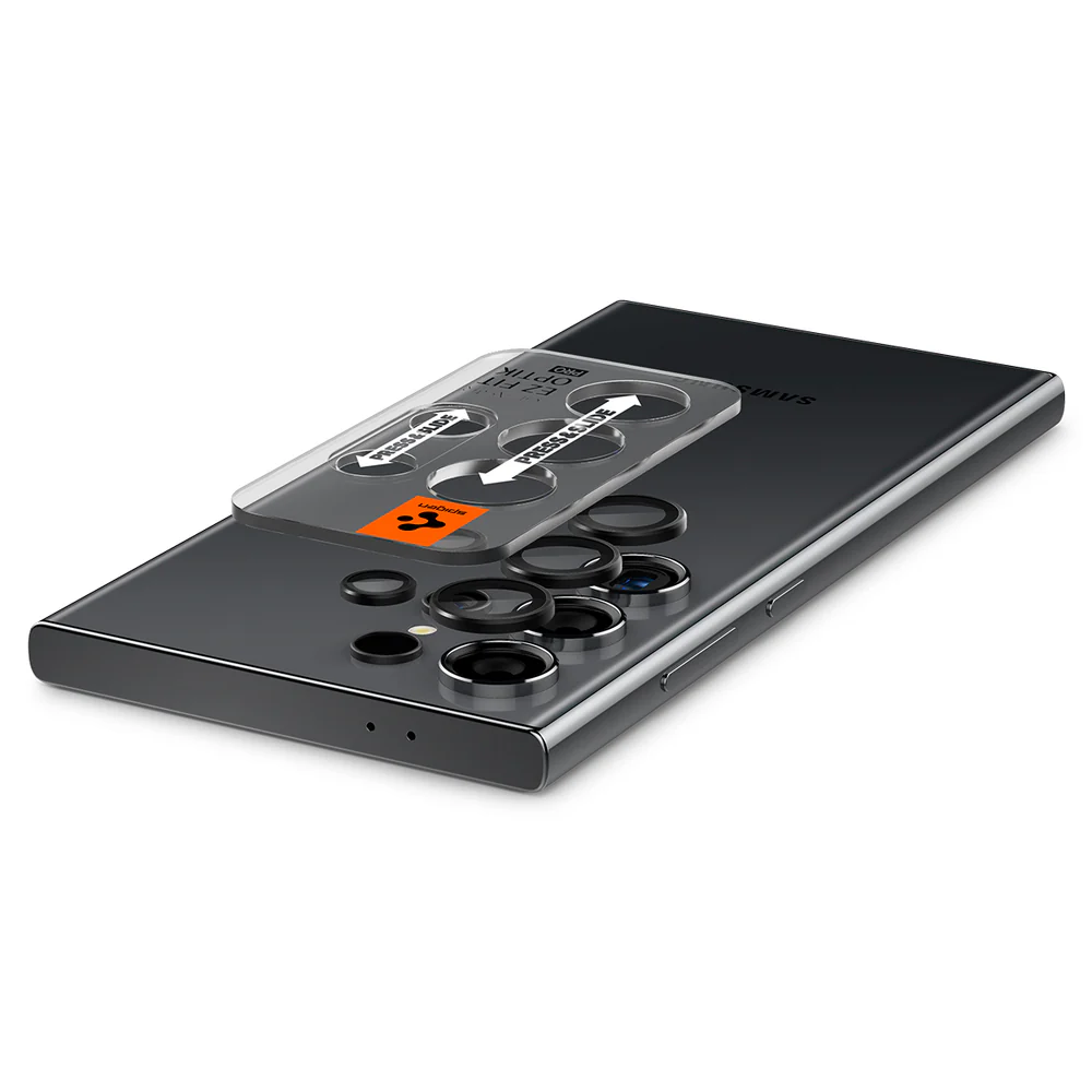 Spigen Samsung Galaxy S24 Ultra EZ Fit GLAS.tR Optik Pro 2PCS Camera Lens Protector - Black - Image 5