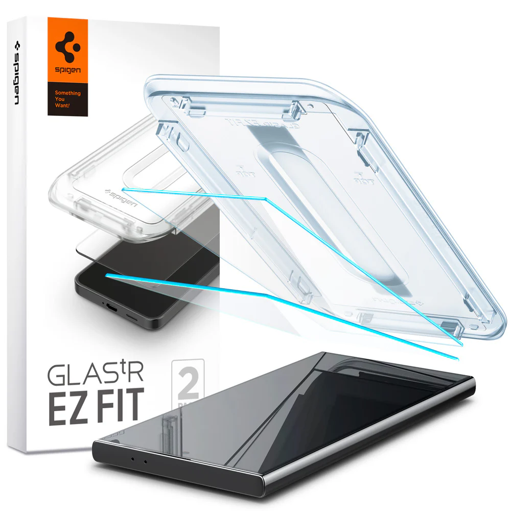 Spigen Samsung Galaxy S24 Ultra EZ Fit GLAS.tR Slim HD 2PCS Glass Screen Protector - Clear - Image 2