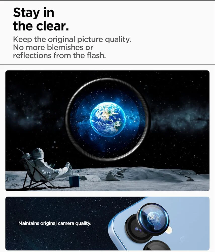 Spigen Samsung Galaxy S25 EZ Fit GLAS.tR Optik Pro HD 2PCS Camera Lens Protector - Black - Image 6
