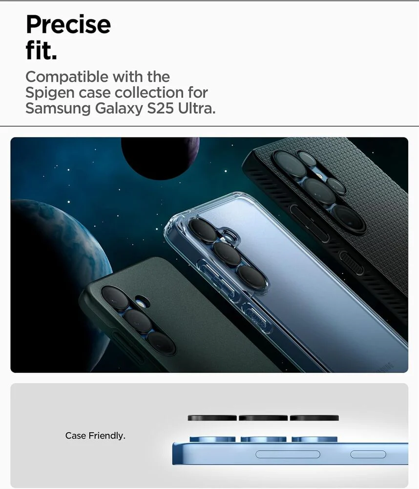 Spigen Samsung Galaxy S25 Ultra EZ Fit GLAS.tR Optik Pro HD 2PCS Camera Lens Protector - Black - Image 5