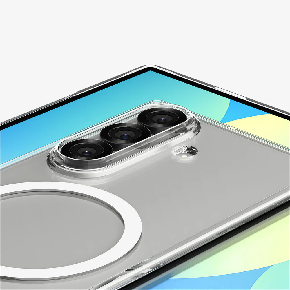 Spigen Samsung Galaxy Z Fold 7 Air Skin (MagFit) Case - Clear Case / White Ring - Image 2