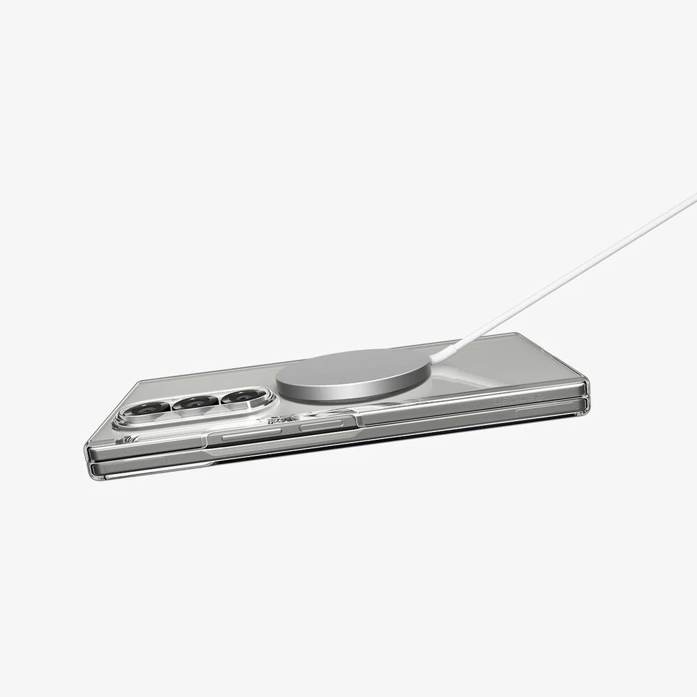 Spigen Samsung Galaxy Z Fold 7 Air Skin (MagFit) Case - Clear Case / White Ring - Image 3