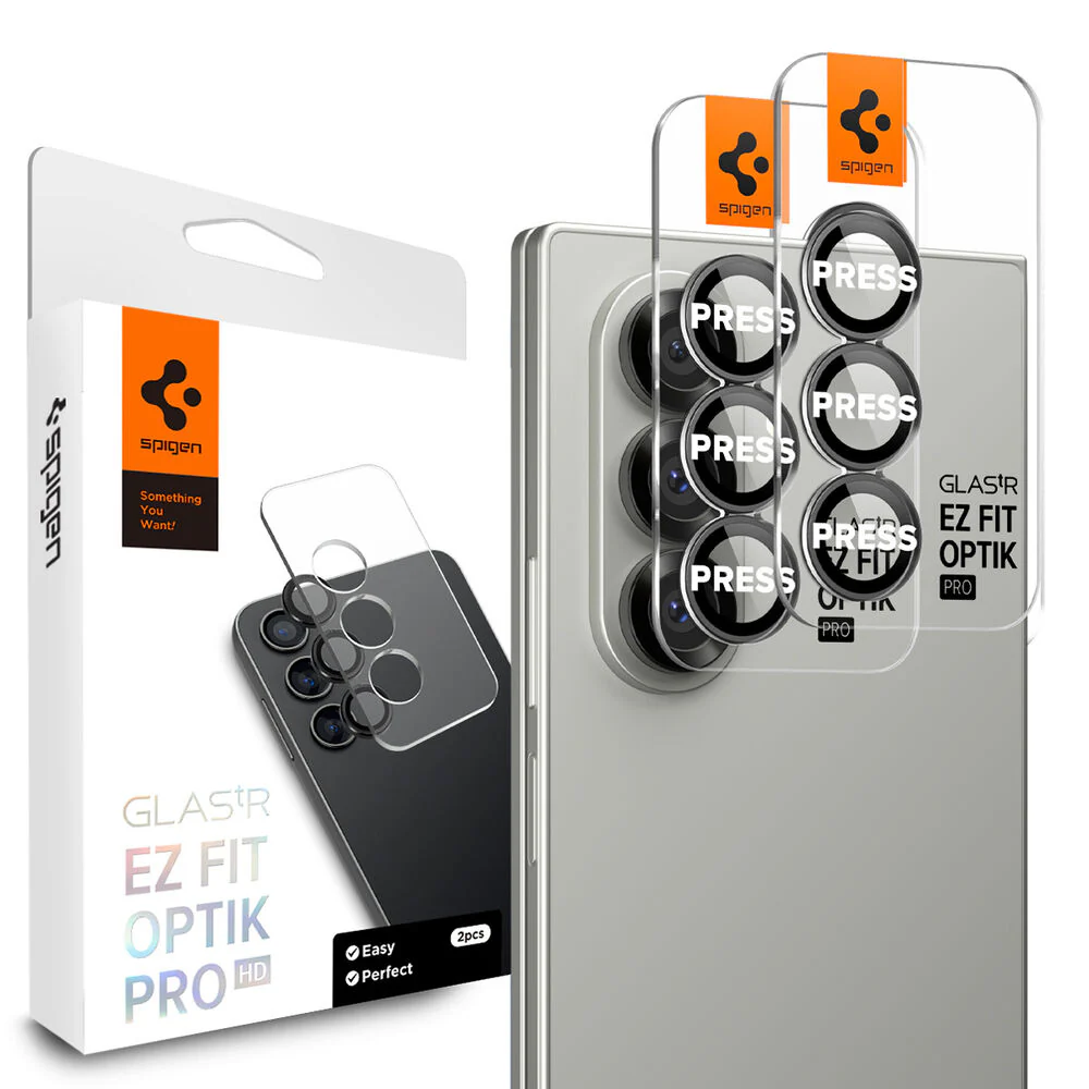 Spigen Samsung Galaxy Z Fold 7 GLAS.tR EZ Fit Optik Pro HD 2PCS Glass Screen Protector - Black - Image 2