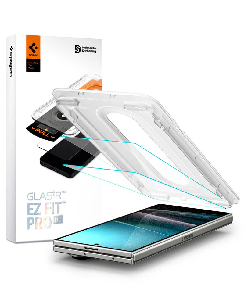 Spigen Samsung Galaxy Z Fold 7 GLAS.tR EZ Fit Pro HD 2PCS Glass Screen Protector - Clear - Image 2