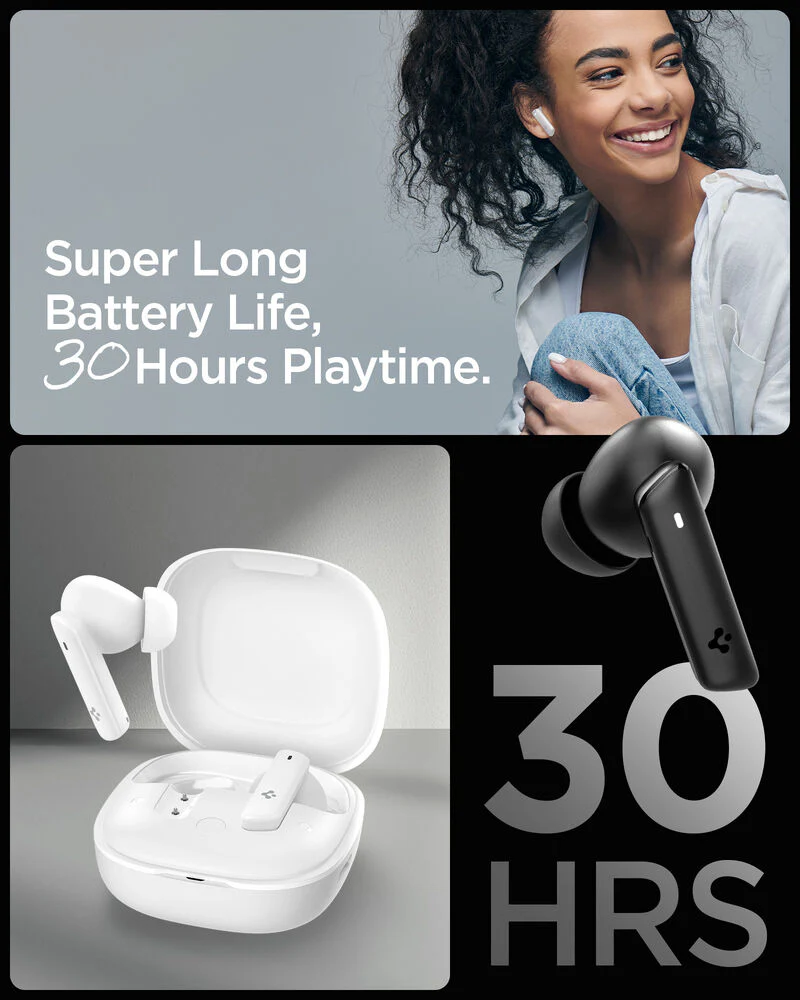 Spigen SPIGEN AUDIO Advanced Noise Cancellation Pro in-Ear Earbuds SA-TW P20 Earphone (White) - Image 6