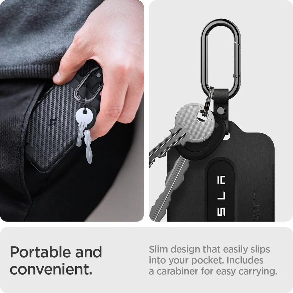 SPIGEN Tesla Key Card Case with AirTag Slot (Carbon Edition) - Image 5