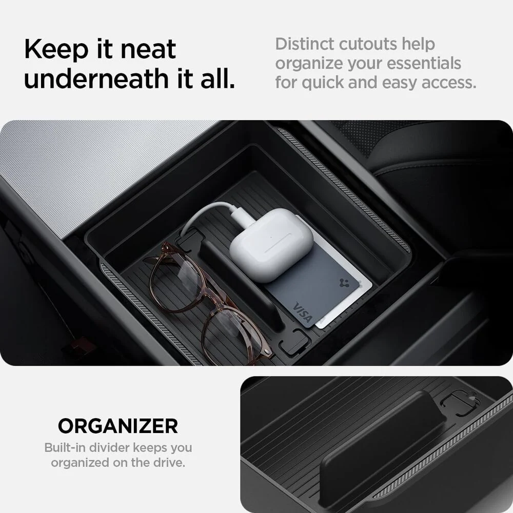 SPIGEN Tesla Model Y Juniper (2025-2026) Y L TO224H Armrest Console Tray (Carbon Edition) - Image 8