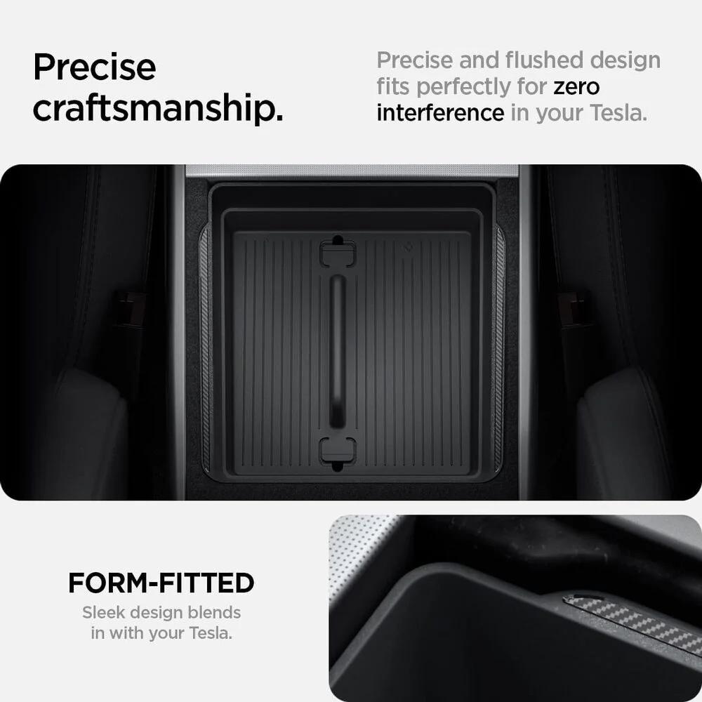 SPIGEN Tesla Model Y Juniper (2025-2026) Y L TO224H Armrest Console Tray (Carbon Edition) - Image 9