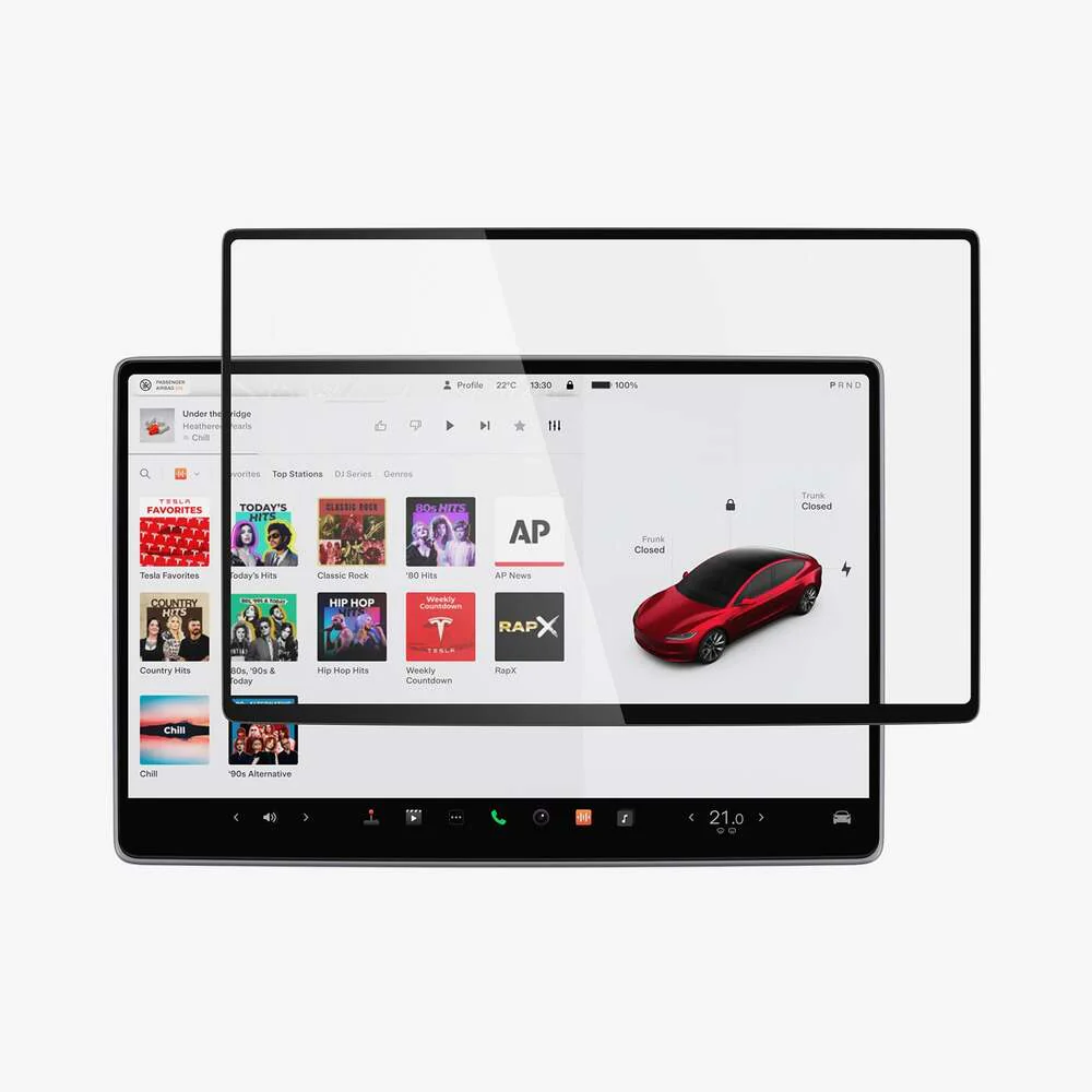 SPIGEN Tesla Model Y Juniper 2025 GLAS.tR EZ Fit Anti-Glare Glass Screen Protector 15.4" (Clear) - Image 4