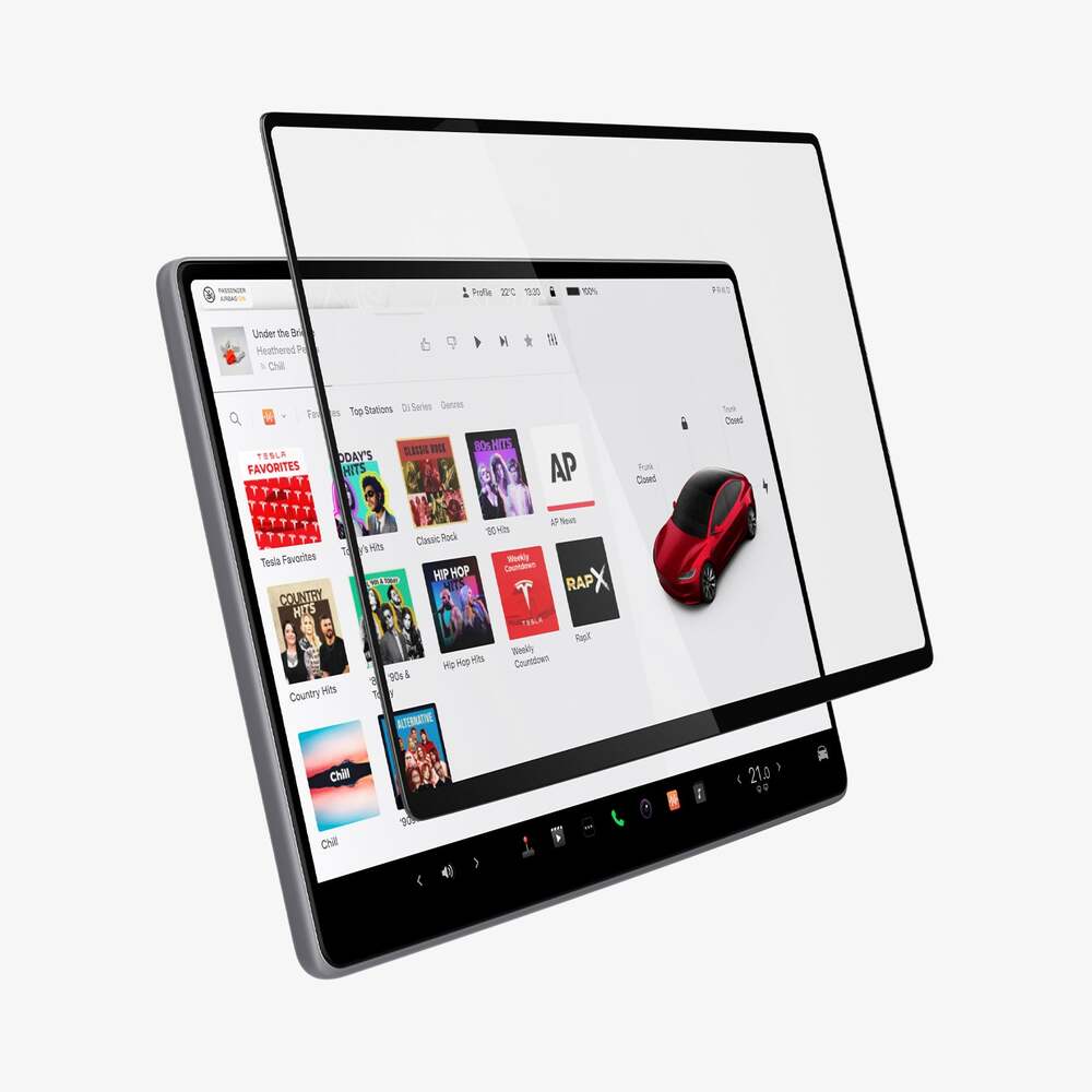 SPIGEN Tesla Model Y Juniper 2025 GLAS.tR EZ Fit Anti-Glare Glass Screen Protector 15.4" (Clear) - Image 5