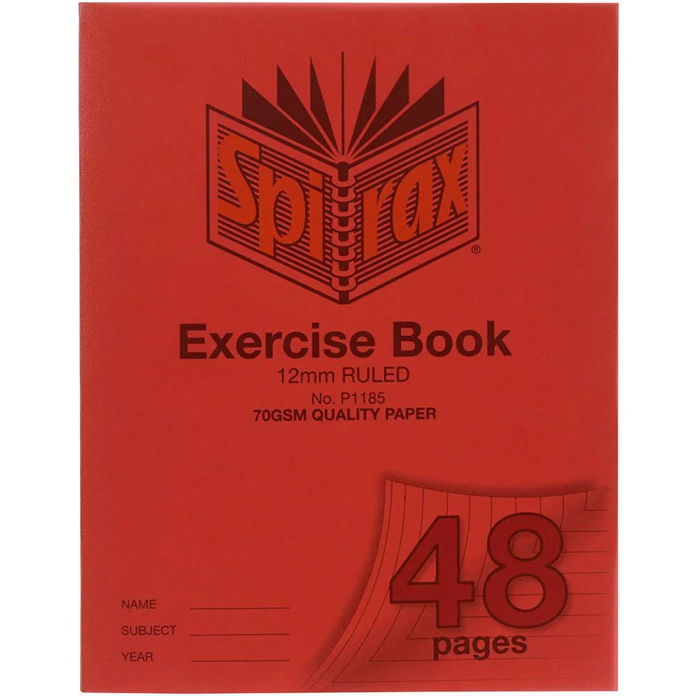 Spirax P118A Exercise Book Ruled 12mm 70gsm 48 Page A5 Bulk (Red) (10 Pack) - Image 2