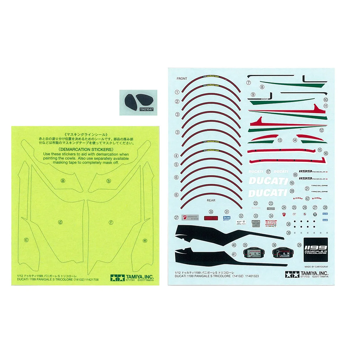 Tamiya 1/12 Ducati 1199 Panigale S Tricolore Motorcycle Scaled Plastic Model Kit - Image 8