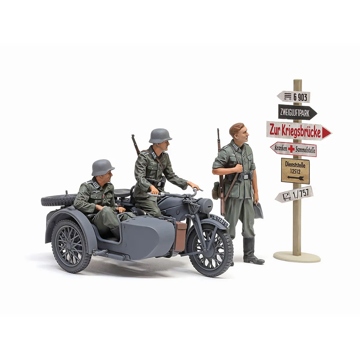 Tamiya 1/35 German KS600 Motorcycle with Sidecar Scaled Plastic Model Kit - Image 7