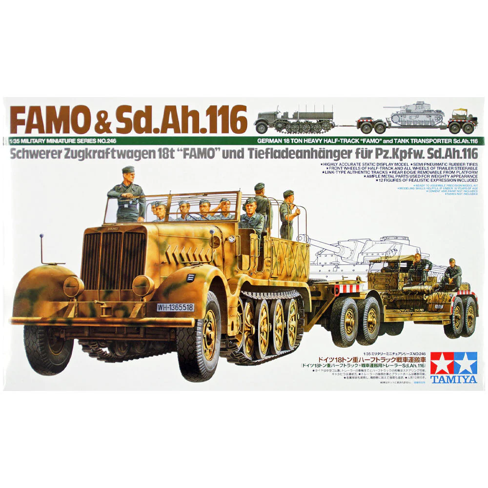 Tamiya 135 German 18T Heavy HalfTrack FAMO and Tank Transporter Sd.Ah.116 - Image 3