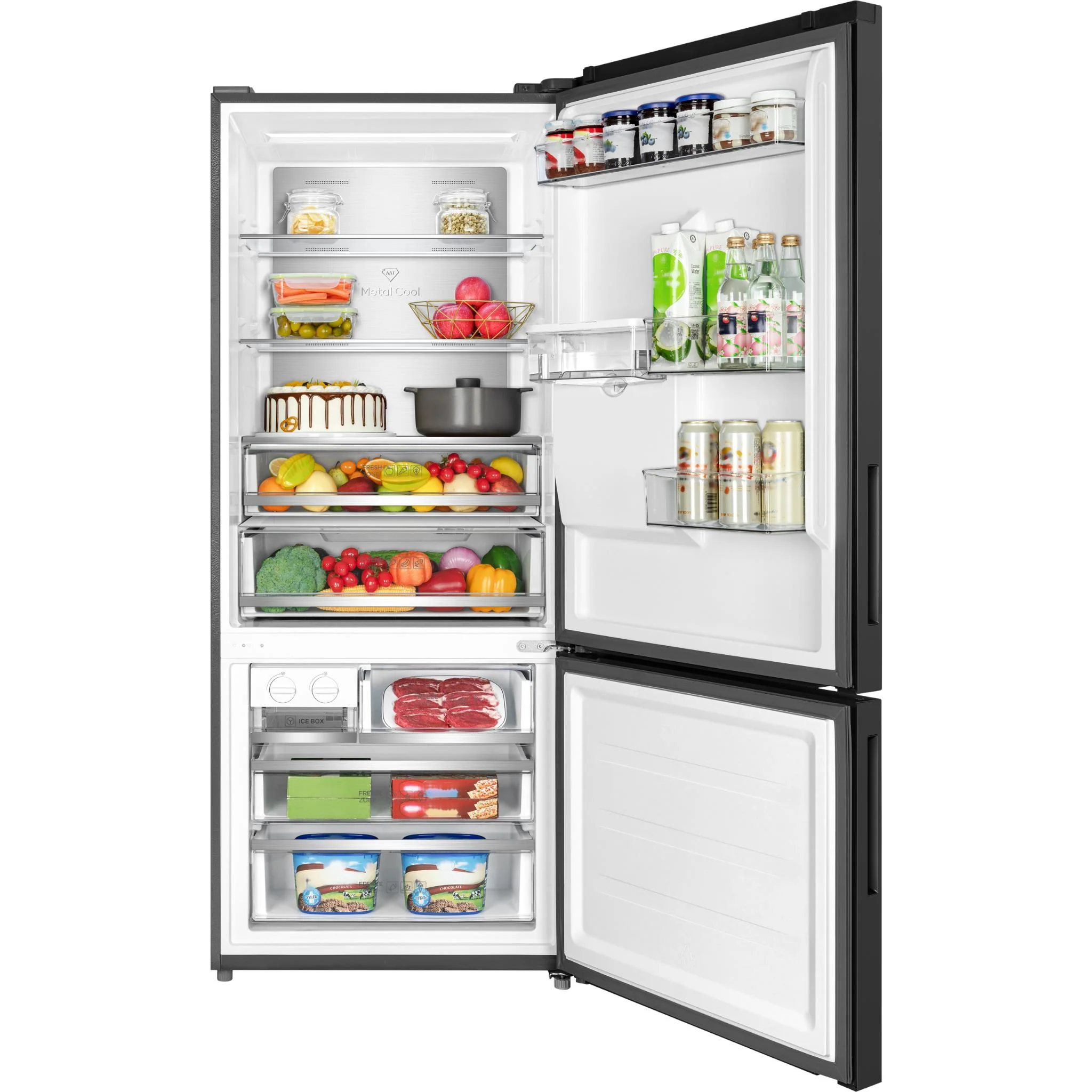 TCL TRF440BHB 412L Bottom Mount Fridge (Black) - Image 3
