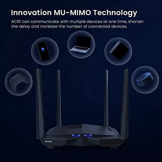 Tenda AC10 AC1200 Smart Dual-Band Gigabit WiFi Router, MU-MIMO, 4 LAN Port - Image 6