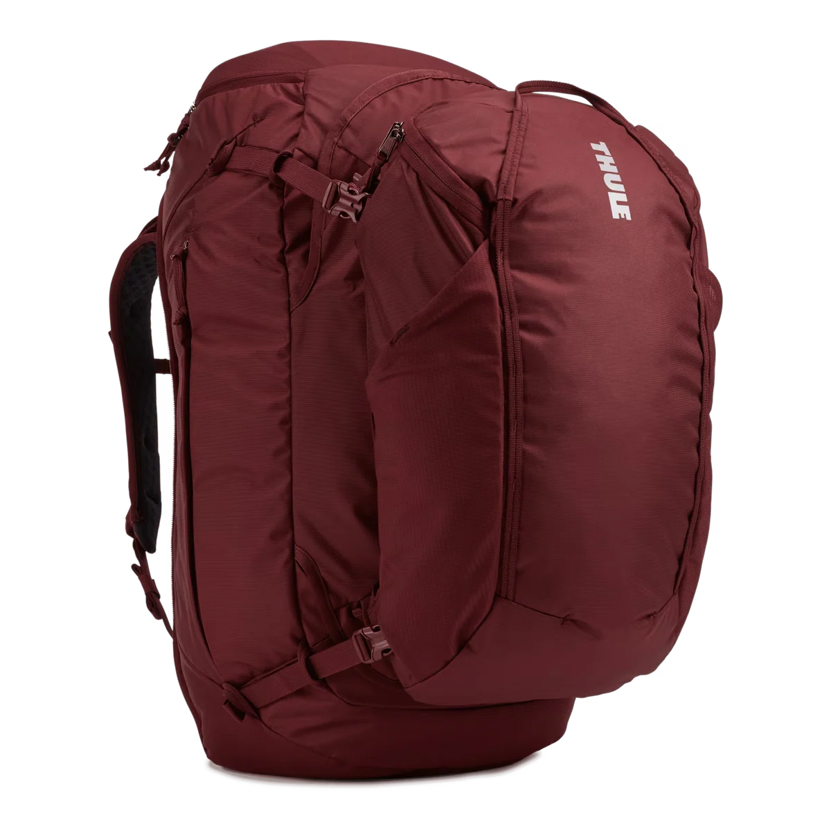 Thule 60L Womens 2-in-1 Landmark Adventure Travel Backpack Bag in Dark Bordeaux Red