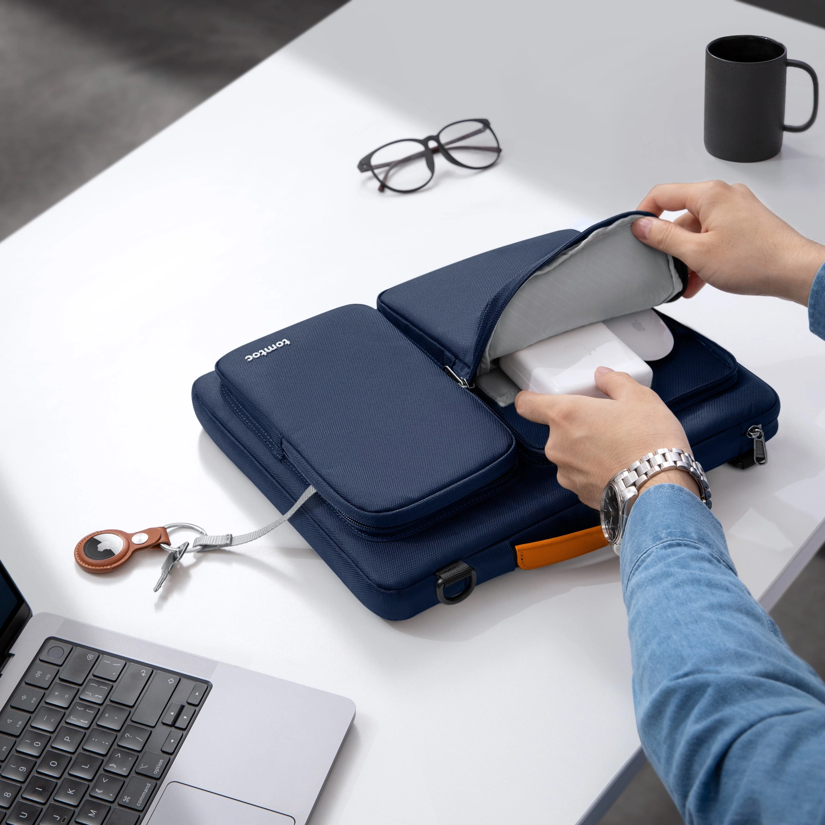 tomtoc Defender-A42 16" Laptop Shoulder Bag (Navy Blue) - Image 6