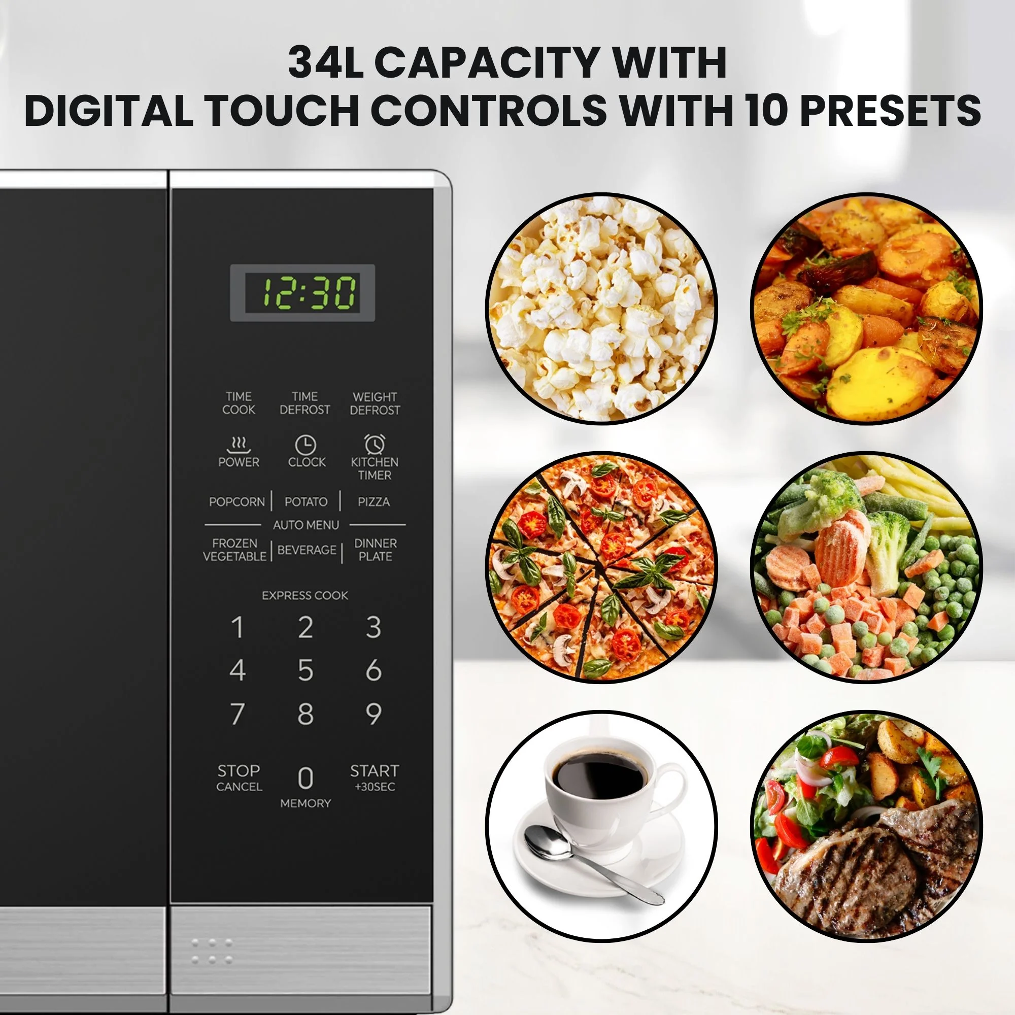 Total Chef 1100W Microwave Oven 34L Black - Image 4