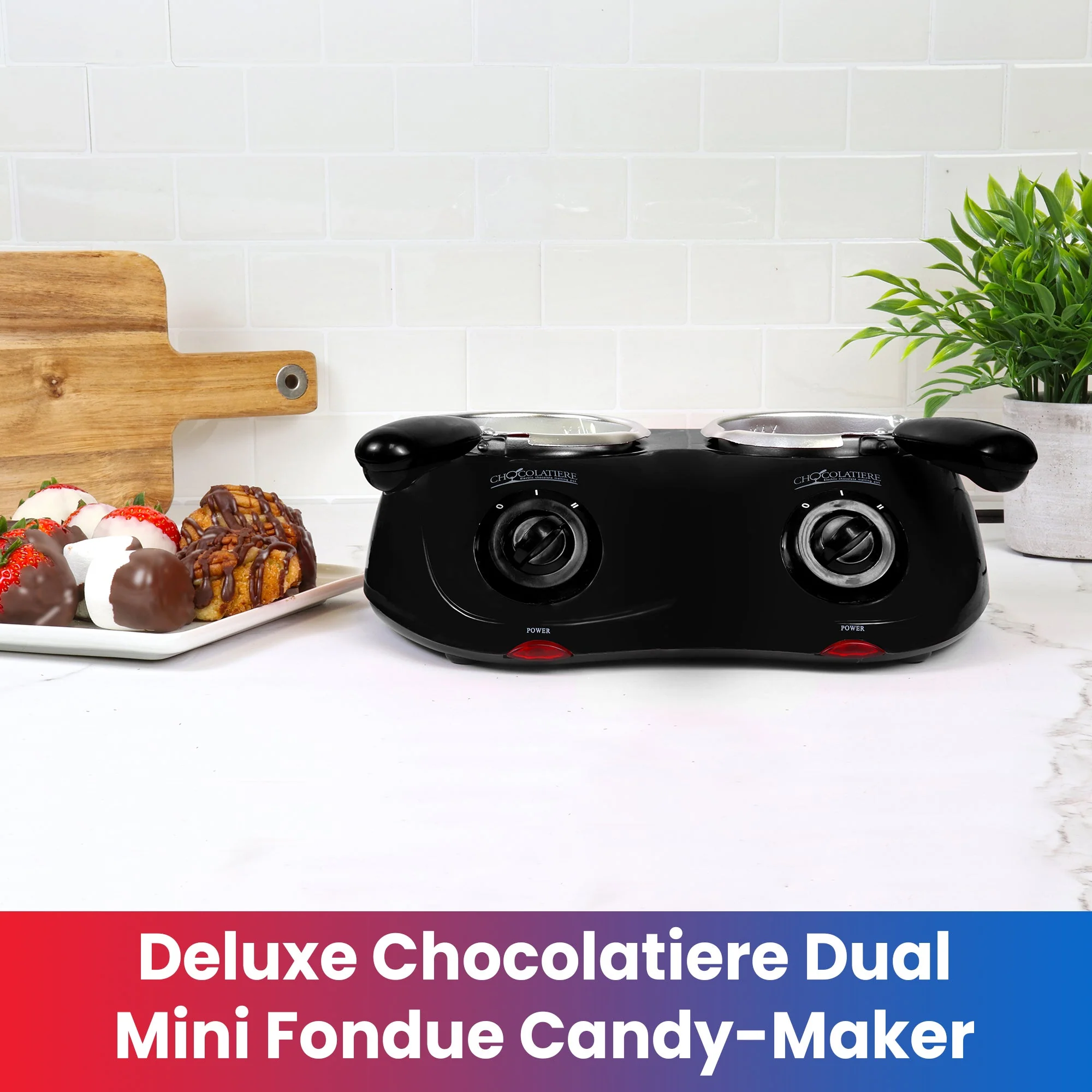 Total Chef Deluxe Chocolatiere Dual Chocolate Melter, 500g Black - Image 6