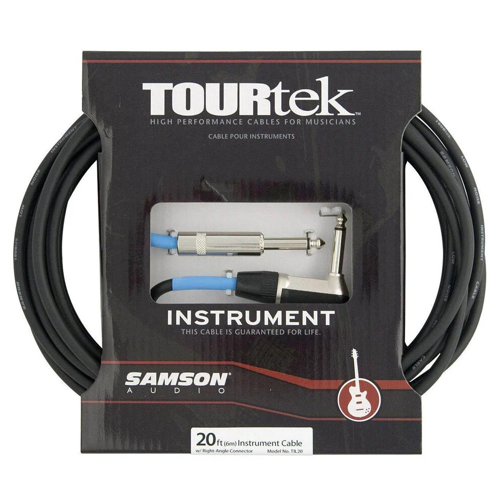 TourTek 6.10m Male Instrument Cable w/ L-Jack Connector (Black) - Image 2