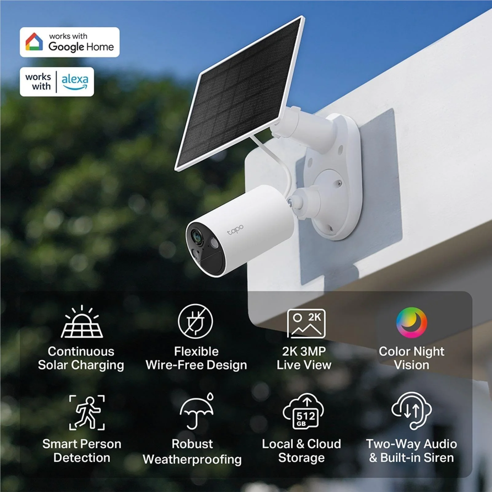 TP-Link Tapo 2K 3MP Smart Wire-Free Security Camera w/Solar Panel [4 Pack] - Image 3